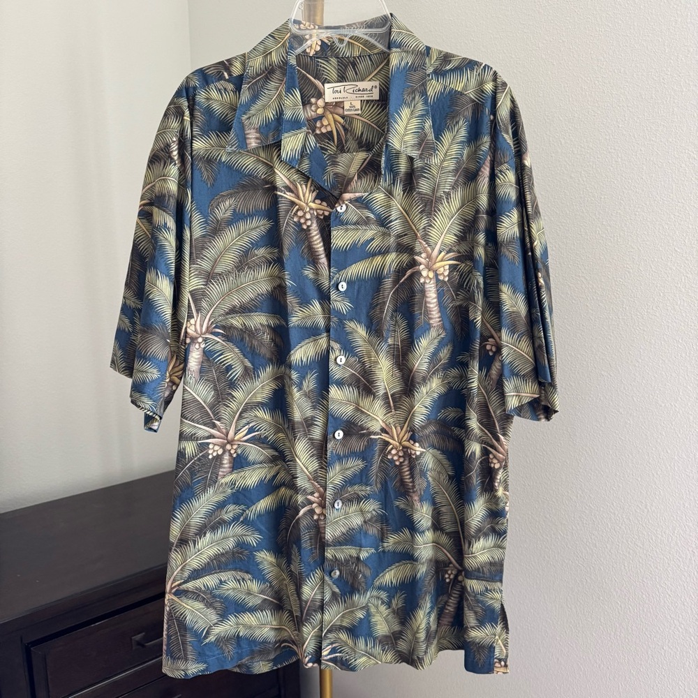 Vintage Tori Richard Hawaiian Palm Print Button Down - Size Large